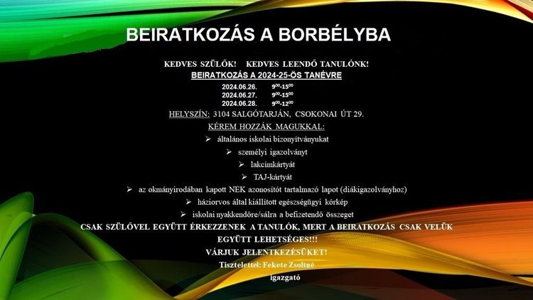 Beiratkozás  a 2024/2025. tanévre