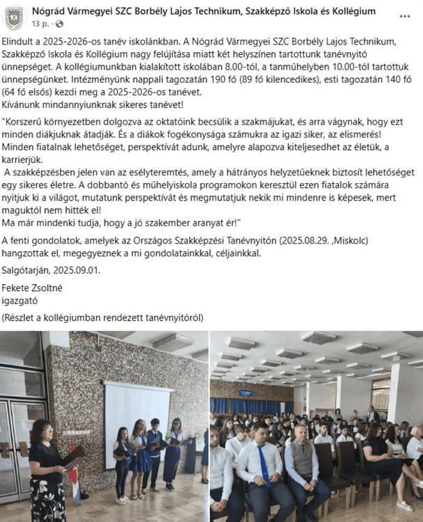 Tanévnyitó 2025-2026