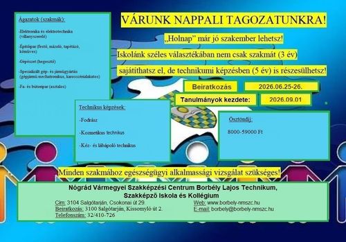 Várunk nappali tagozatainkra!